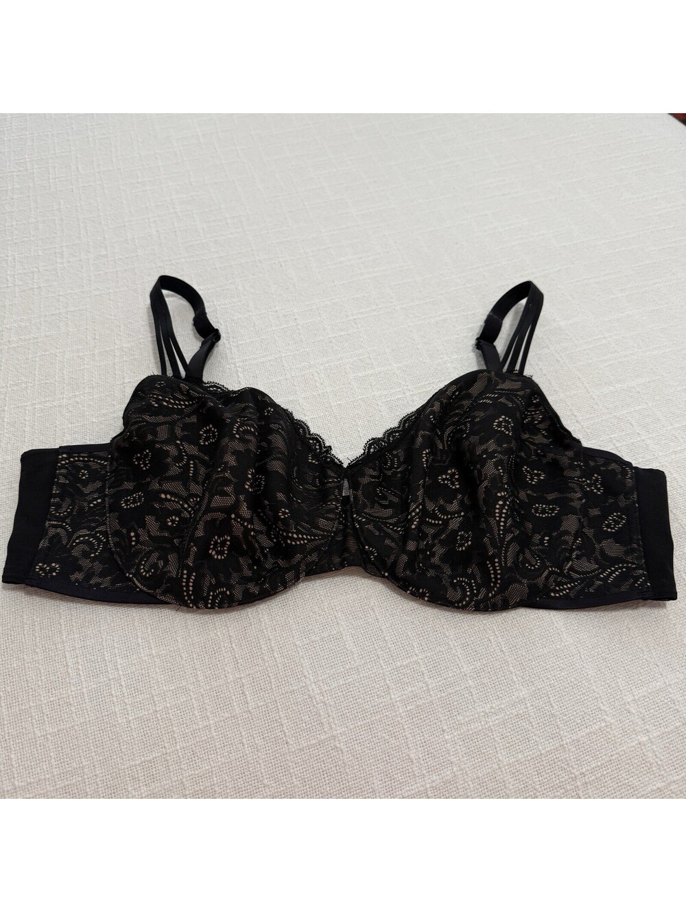 Soma 40D Enticing Lift Balconette Bra Black Nude Underlay Underwire